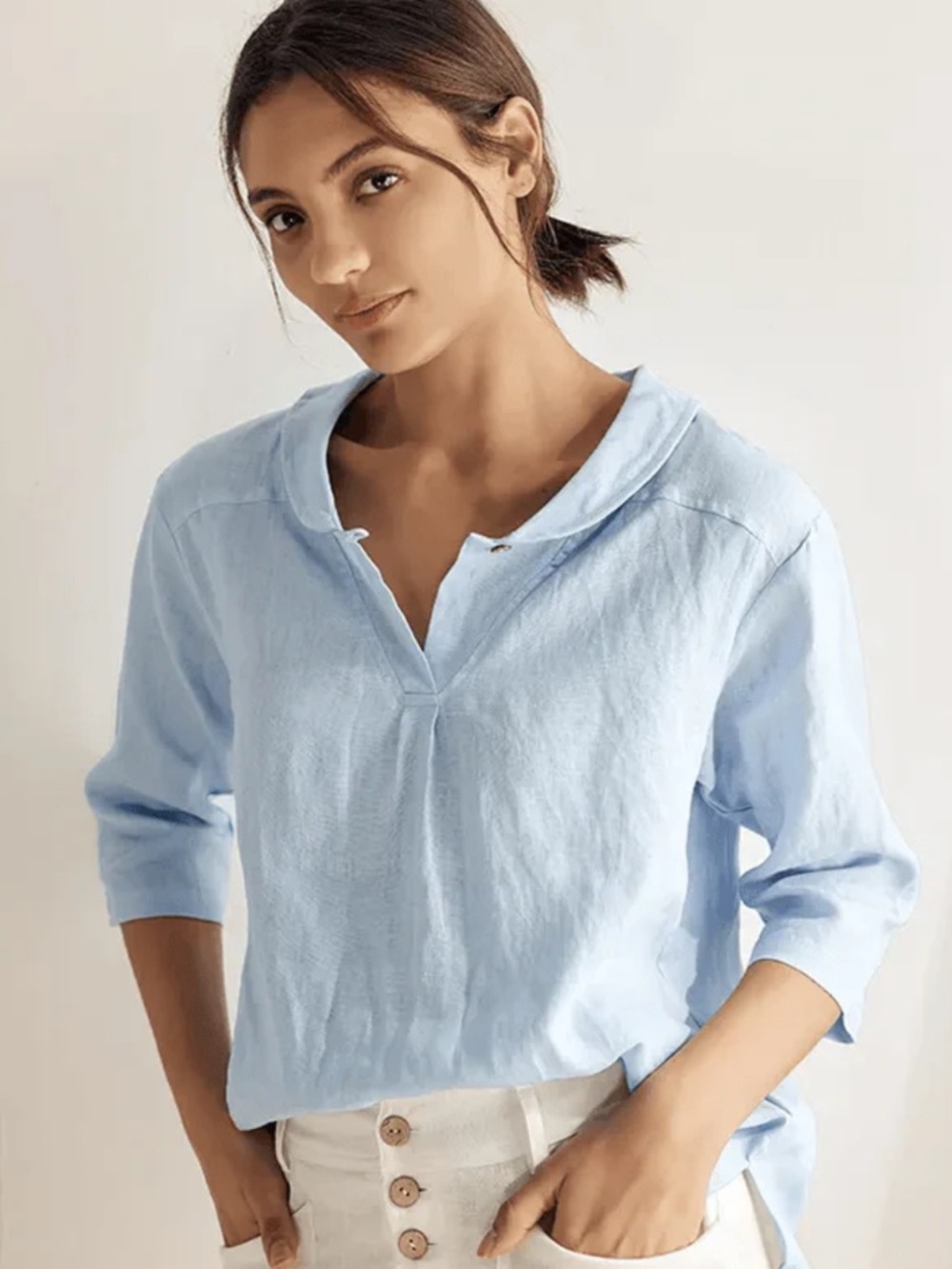 Lintico shawl collar linen blouse